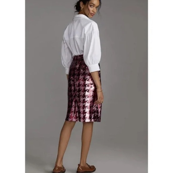 NEW Anthropologie Maeve Sequined Houndstooth Mini Skirt size 0 - Picture 3 of 8